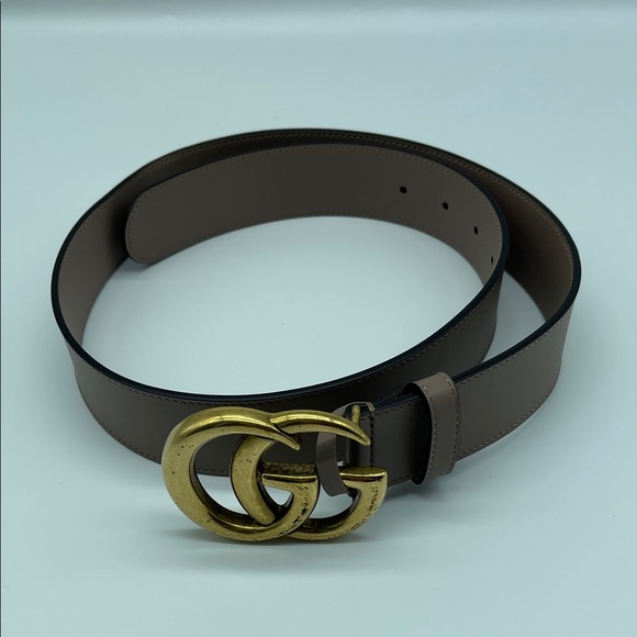 Gucci Tan Leather Belt with Gold GG Buckle - Picture 2 of 5